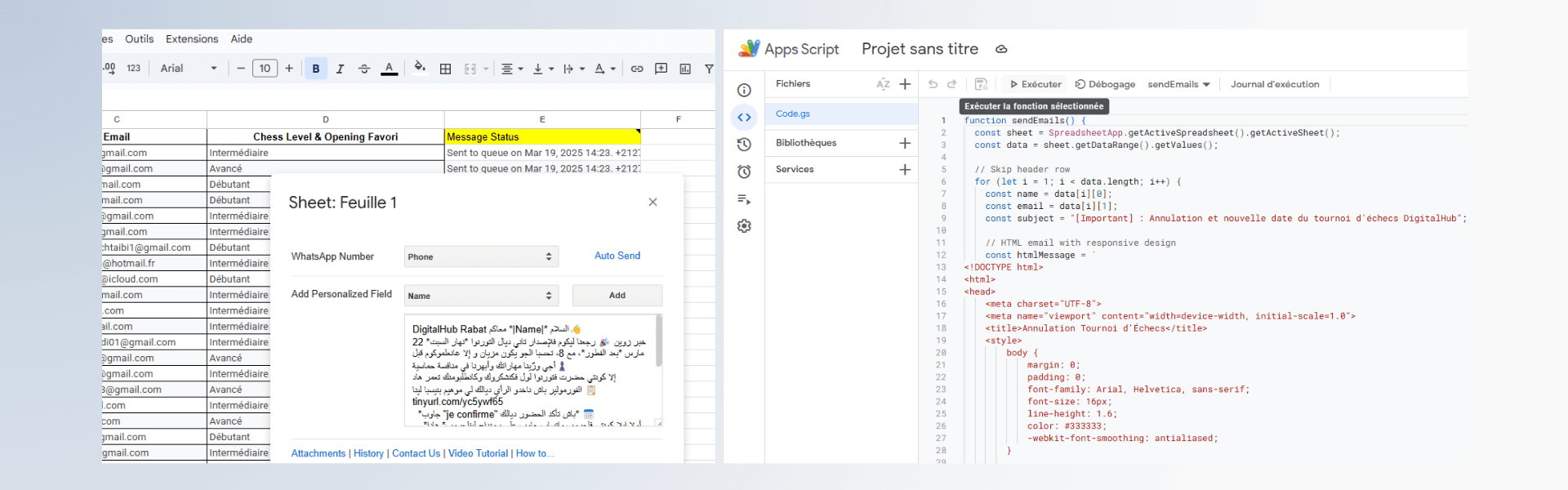Email and Whatsapp Automation